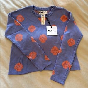 Beach Riot Kids Sweater with Shell Pattern in Blue and Orange